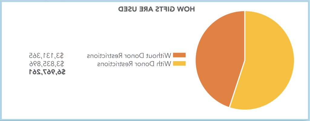 Graph showing how gifts to Thomas University were used in 2021